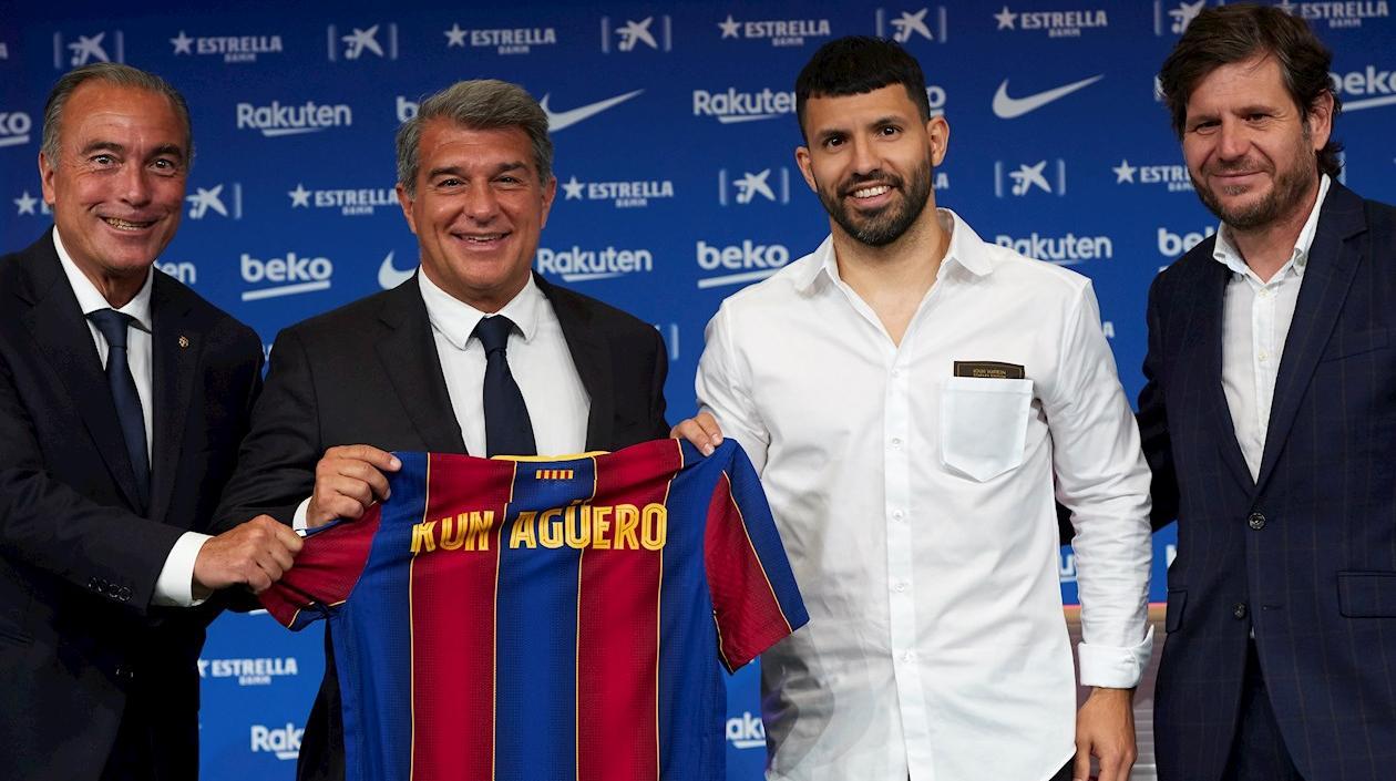 Presentación del argentino Sergio 'Kun' Agüero.