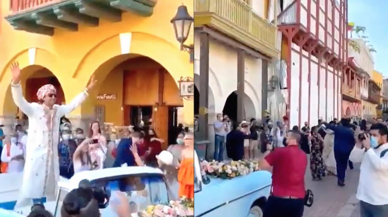 Celebración del matrimonio en las calles de Cartagena.