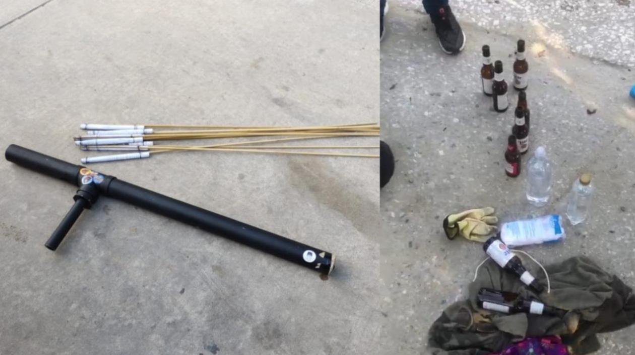 Elementos incautados a jóvenes en Barranquilla.