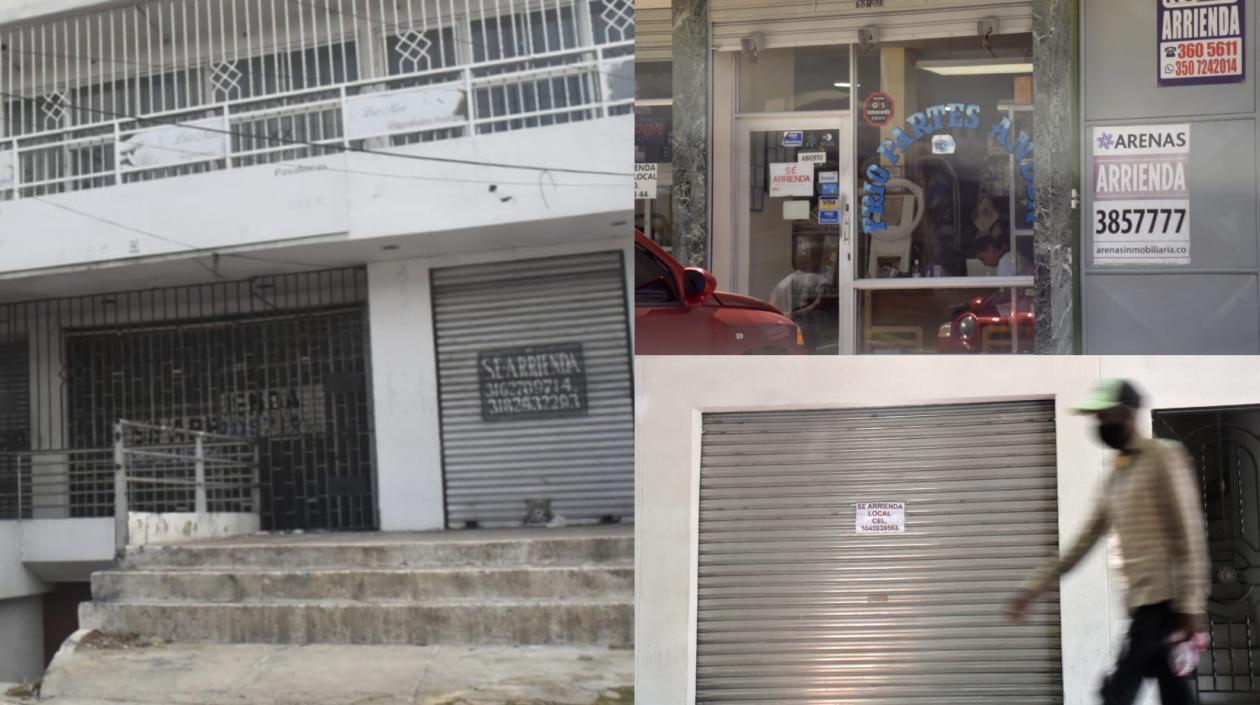 Locales comerciales vacíos en Barranquilla.
