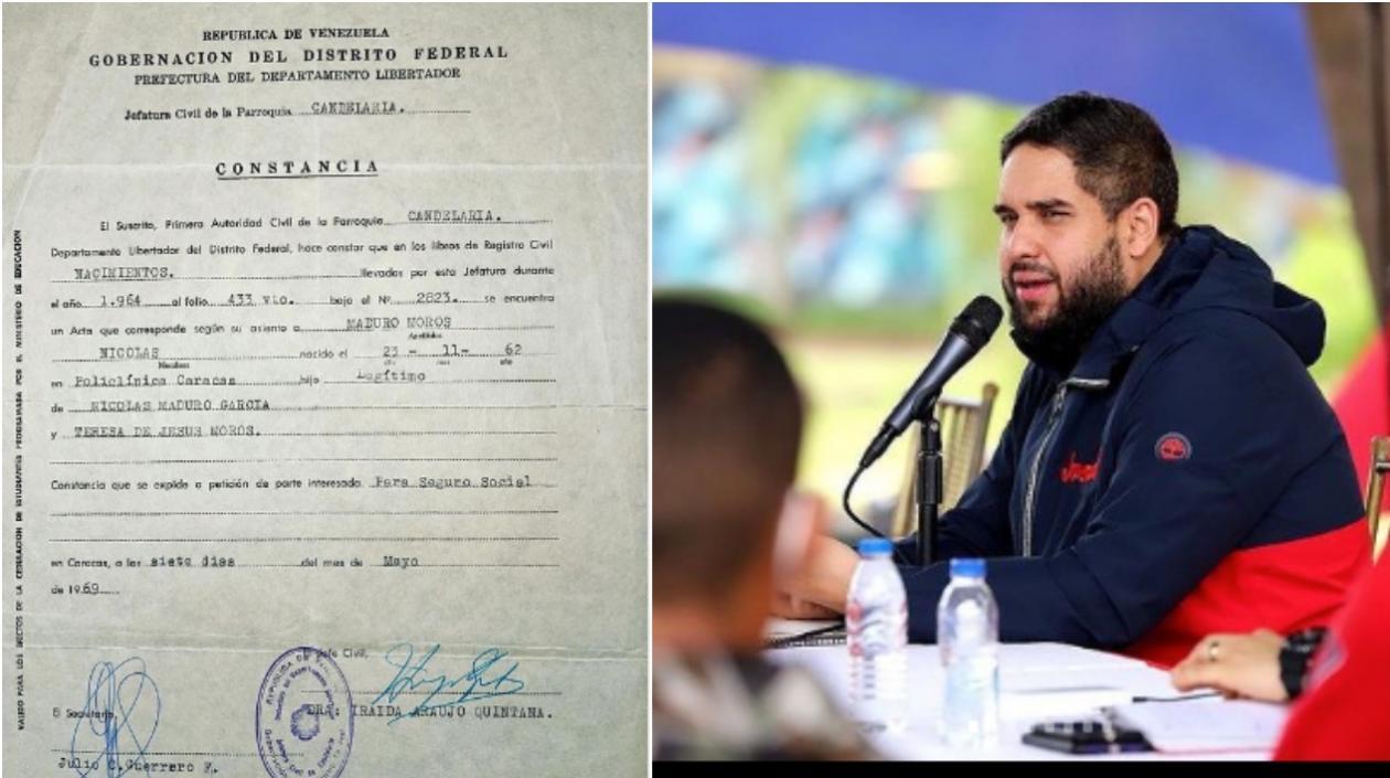 Registro civil de Nicolás Maduro, presidente de Venezuela.