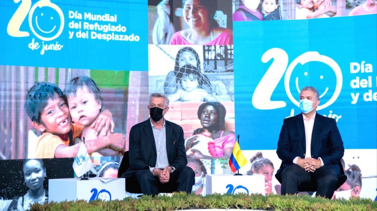 El Alto Comisionado de la ONU, Filippo Grandi, con el Presidente Iván Duque.