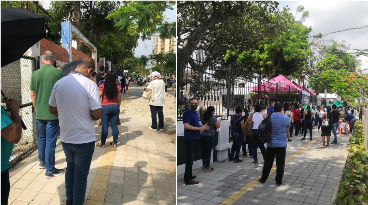 Una fila que le dio la vuelta a la manzana en Unisimón, para recibir la segunda dosis contra el Covid-19.