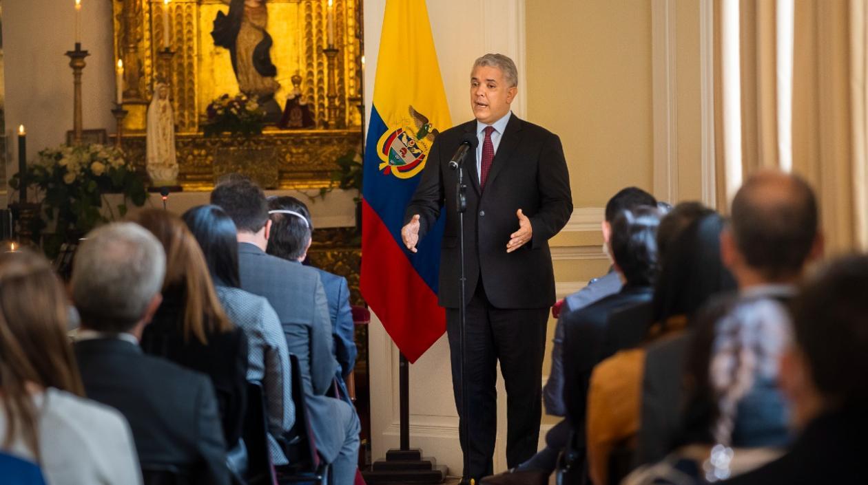 Iván Duque, presidente de Colombia, en la misa en conmemoración de las 100.000 víctimas de Covid-19.