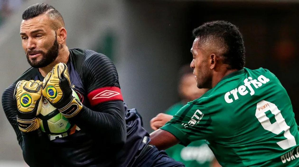Weverton y Miguel Borja  cuando eran compañeros en el Palmeiras