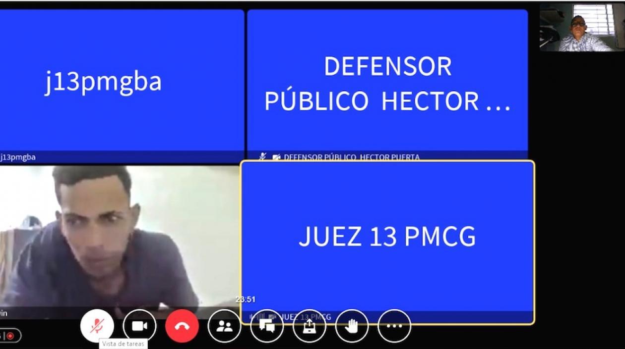 Alias 'El Bebé' durante la audiencia virtual.