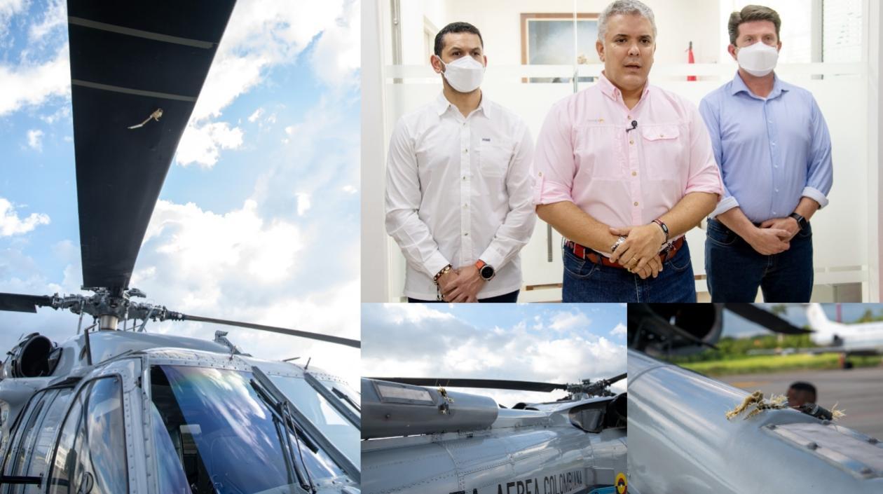 El helicóptero recibió seis impactos de bala. 