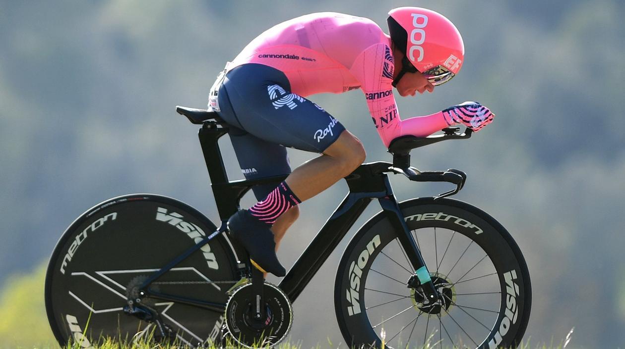 Rigoberto Urán, ciclista colombiano, durante una crono. 