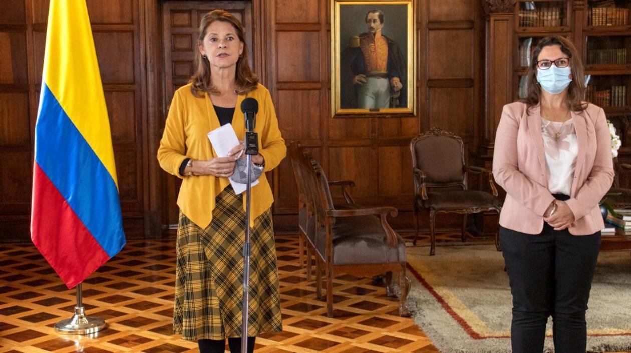 Vicepresidenta Marta Lucía Ramírez y la Alta Comisionada de la ONU para los Derechos Humanos en Colombia, Juliette de Rivero.