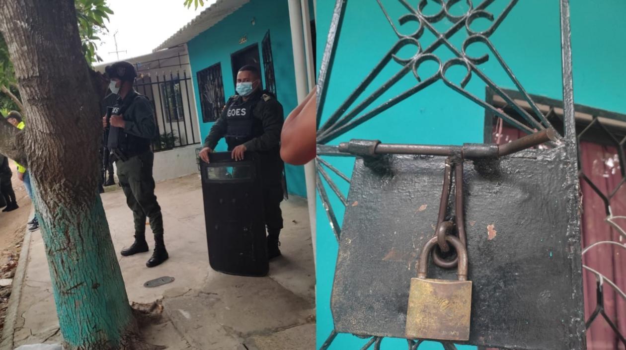 La Policía forzó la reja de la vivienda para ingresar. 