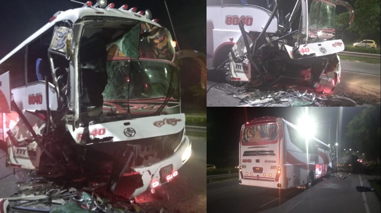 Así quedó el bus en el accidente.