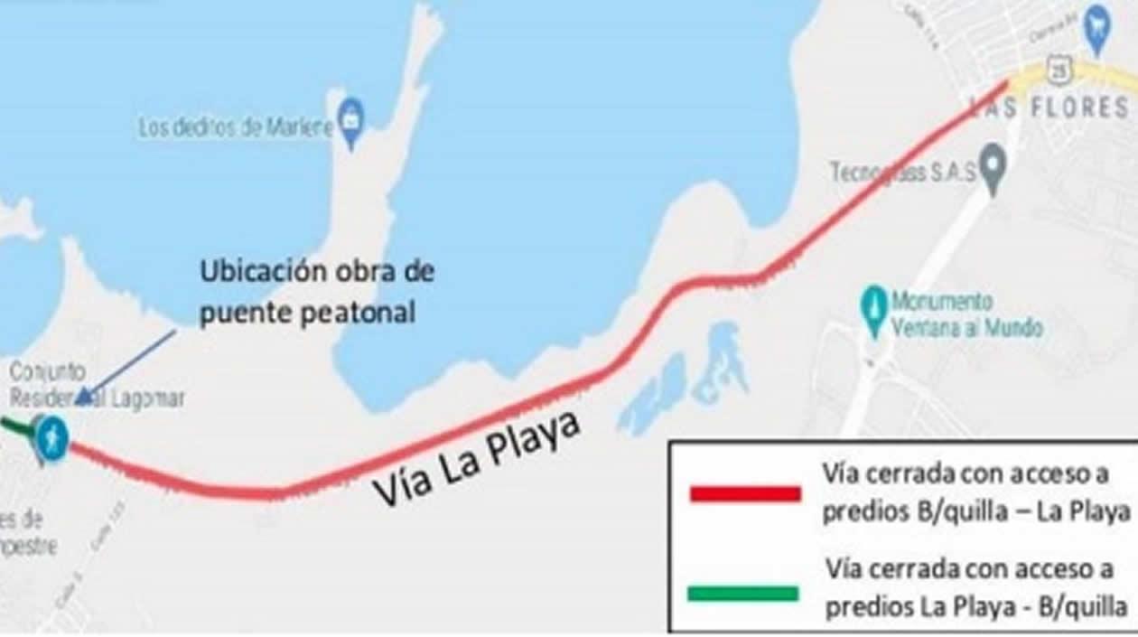 Trayecto que permanecerá cerrado.