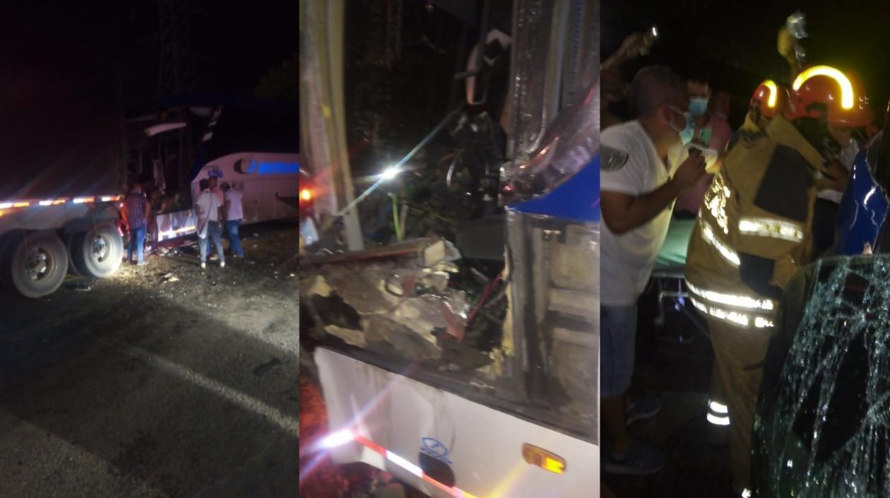 Momentos en que los bomberos rescataban al conductor. 