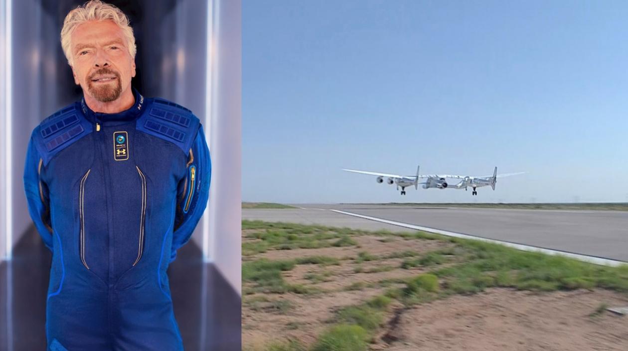 Richard Branson y el avión de Virgin Galactic.