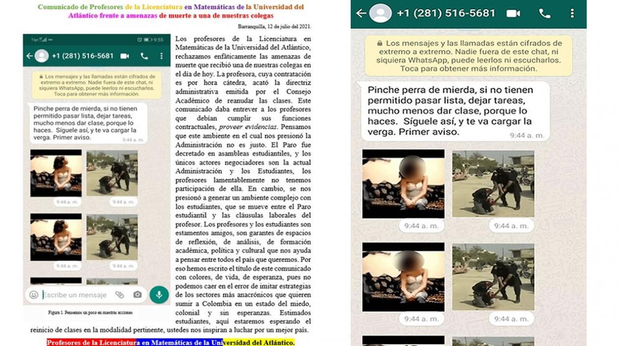 Profesora de UniAtlántico amenazada