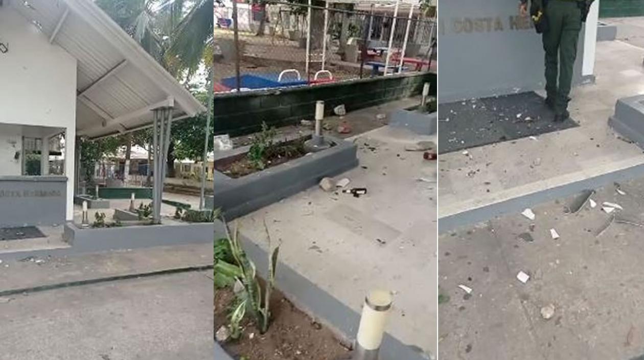 Así quedó el CAI tras ser vandalizado.