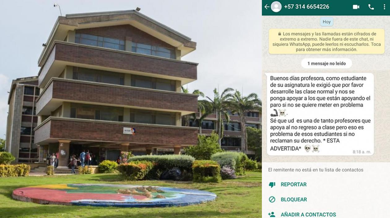 Fachada y amenaza a profesora.