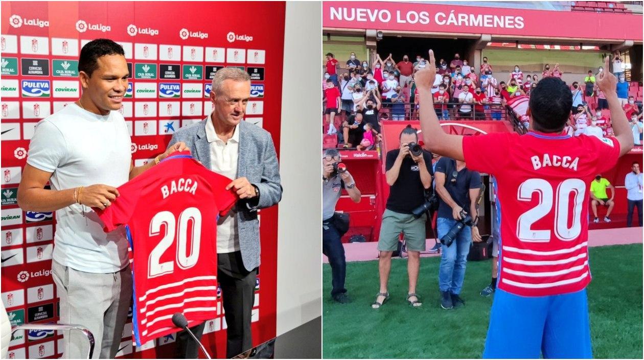 Carlos Bacca durante su presentación con el Granada. 