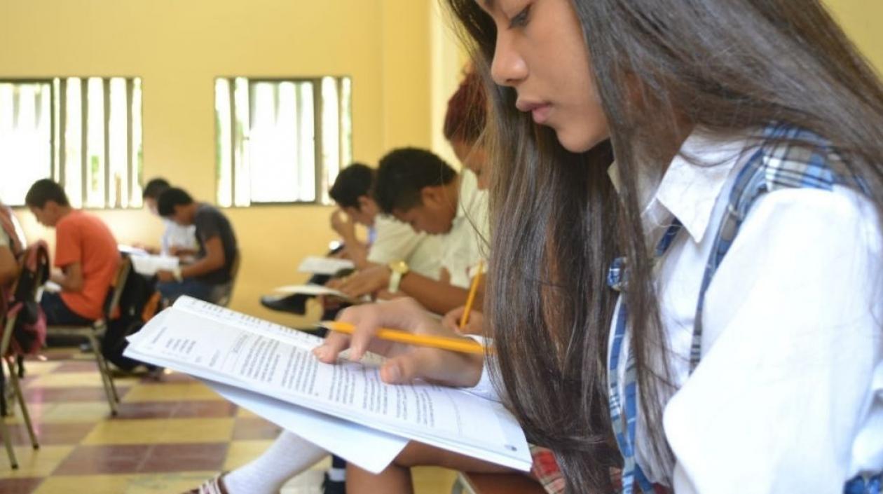 Clase presencial en un colegio de Santa Marta antes de la pandemia. 