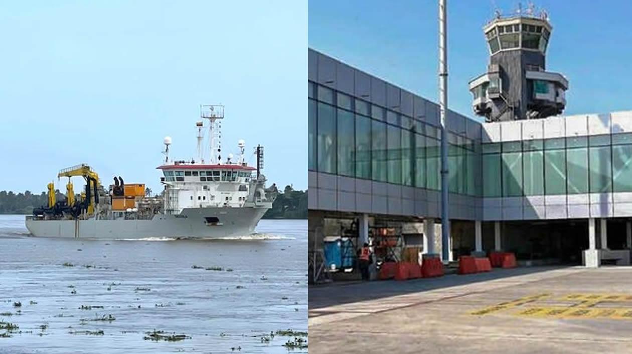 Draga en el puerto y el aeropuerto, dos verdaderas fachadas.