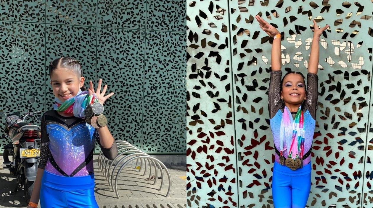 Nathaly Casalles y Andreina Orozco, gimnastas del Atlántico. 