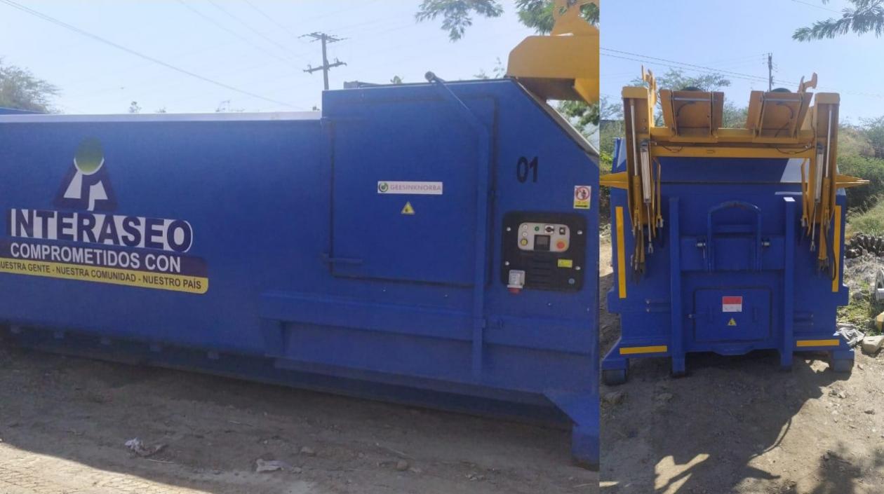 Compactadora de basura puesta en funcionamiento en el mercado de Santa Marta. 
