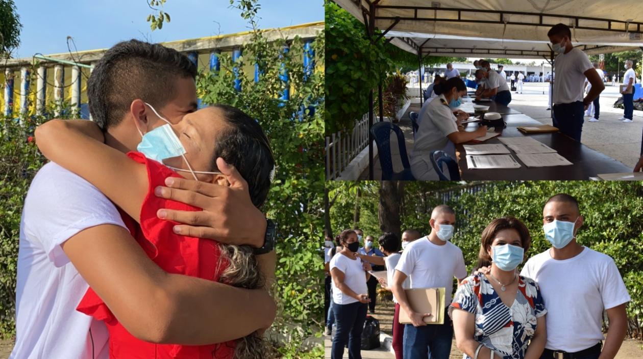 Los nuevos aspirante a conformar la Armada Nacional con sus familiares. 