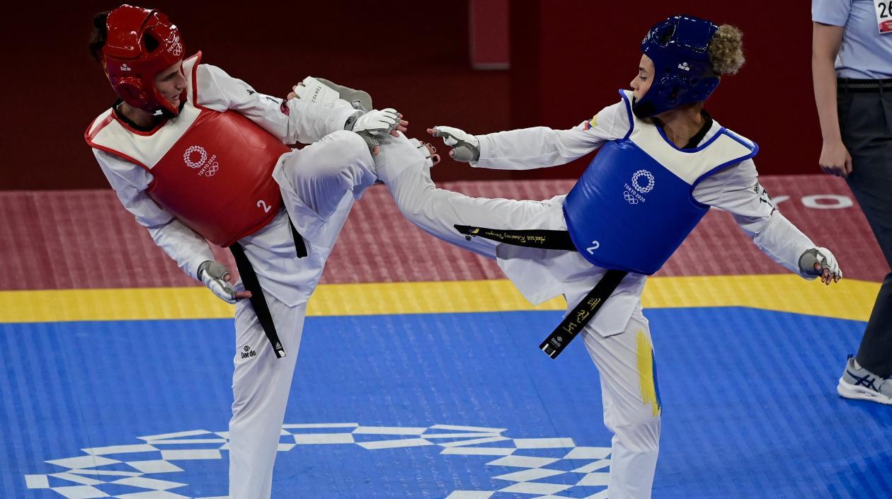 Andrea Ramírez, durante el combate. 
