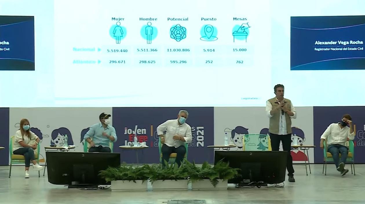 El Registrador Nacional, Alexander Vega Rocha, explicando la logística para la jornada.