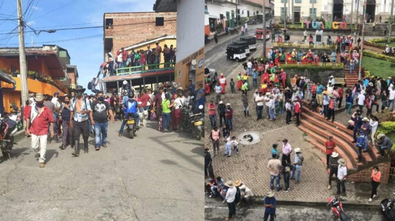 Habitantes de 15 veredas llegaron hasta la cabecera municipal de Ituango, desplazados por los choques entre grupos armados ilegales.