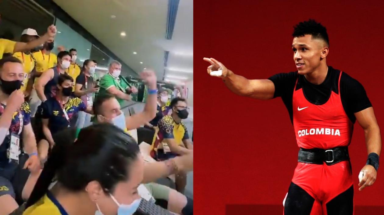 Los atletas mientras veían la participación de Luis Javier Mosquera. 