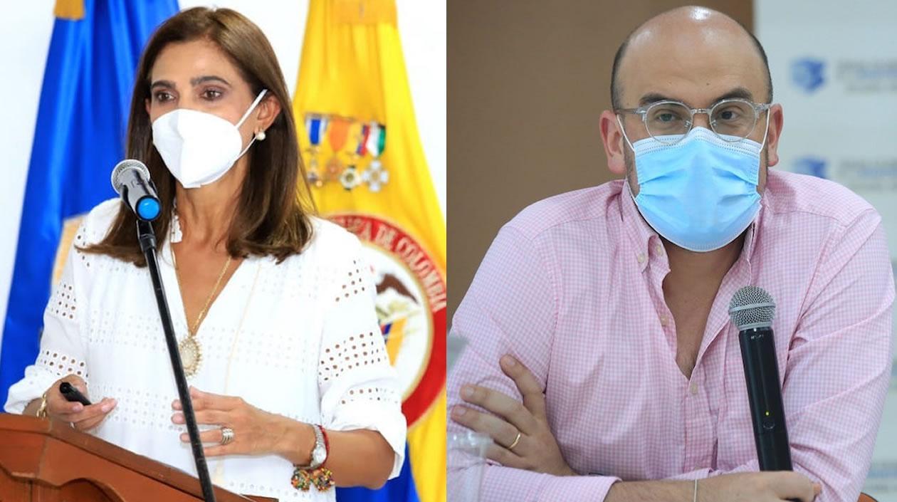 La Ministra Ángela María Orozco y el presidente de la ANI, Manuel Felipe Gutiérrez.