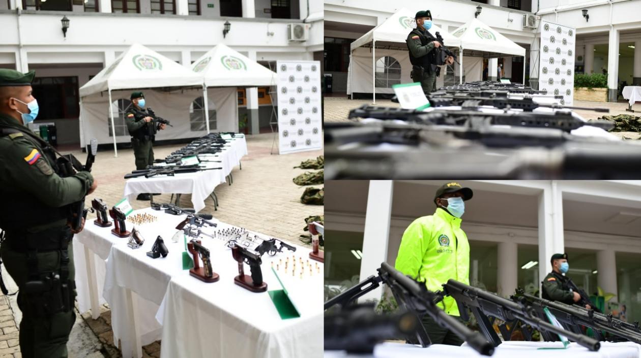Material de guerra incautado en Medellín. 