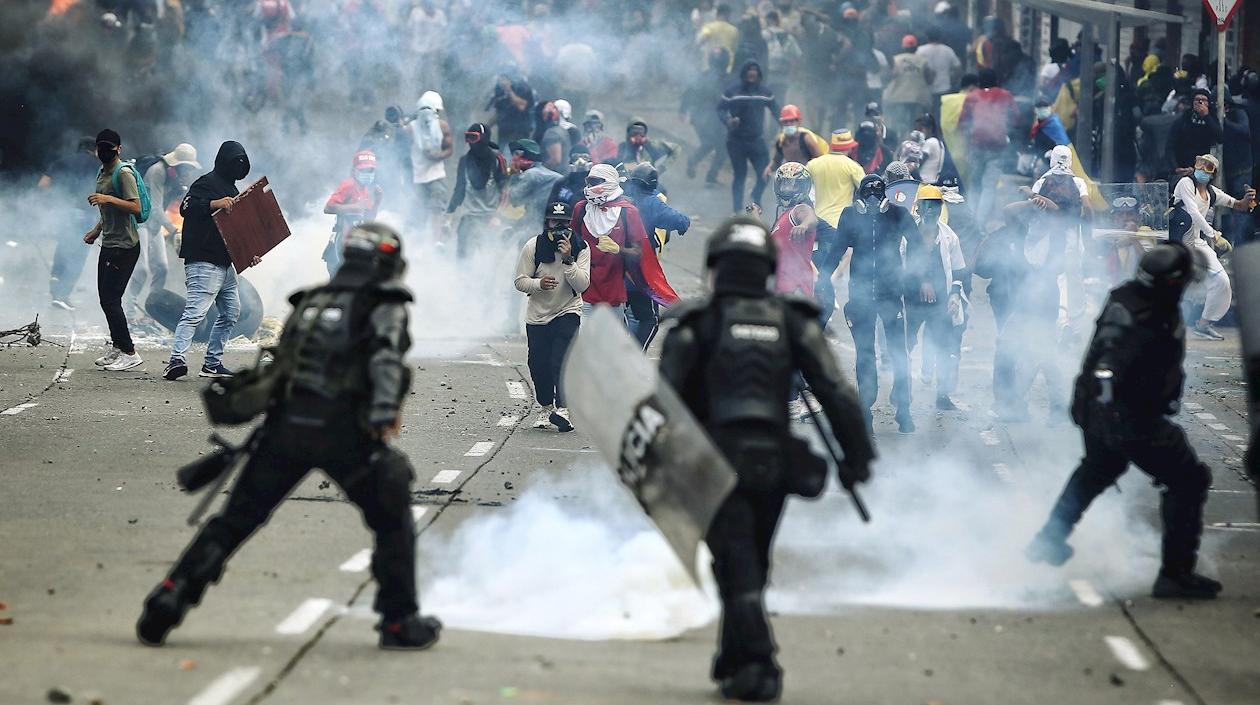 Imagen de las protestas durante el paro.