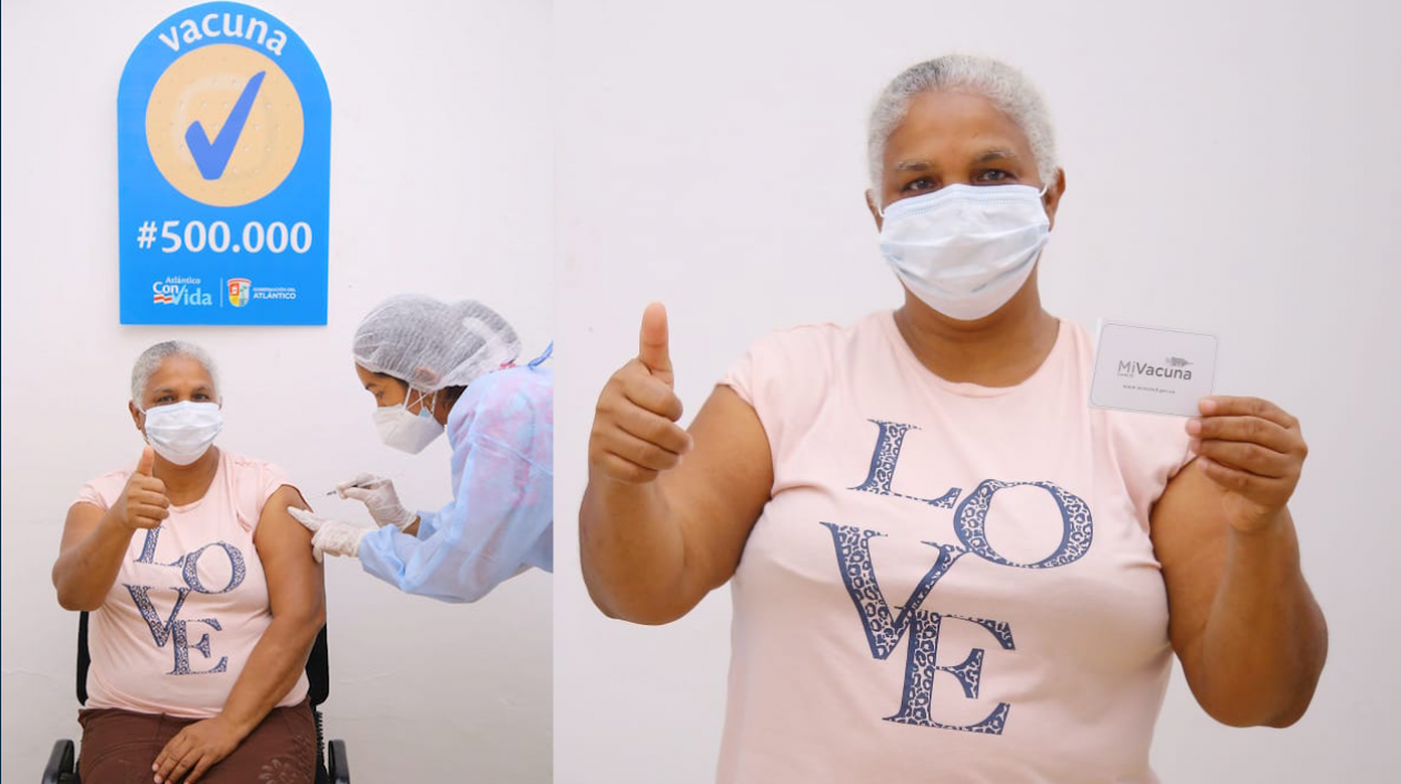 Isela Ardila Herazo, recibió la vacuna 500 mil del Atlántico.