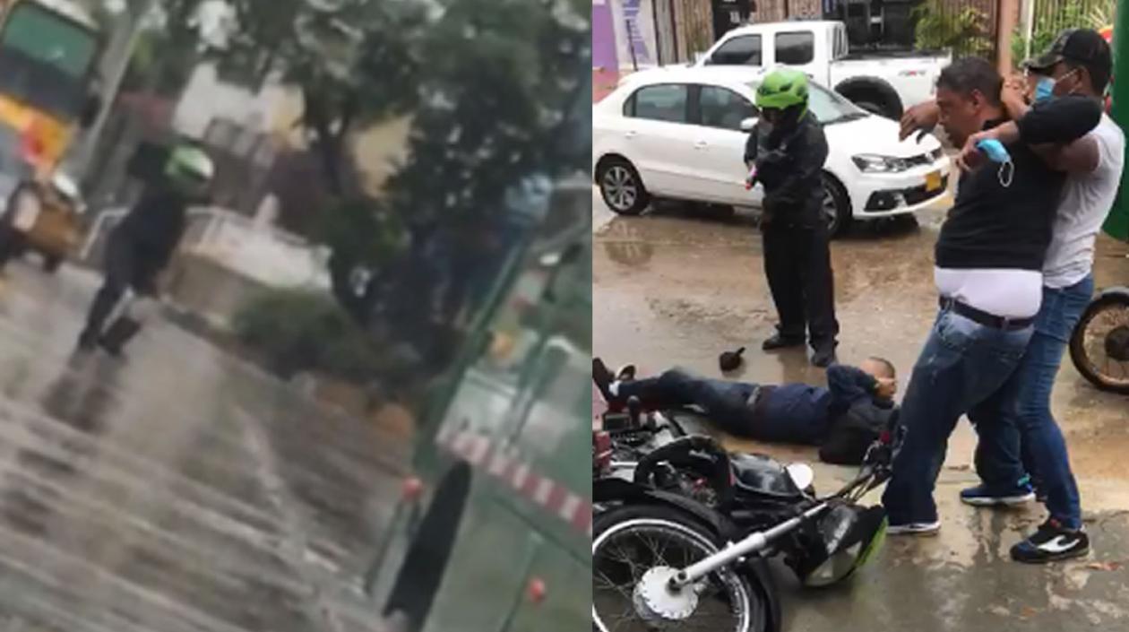 Momento de la balacera en la carrera 38. 