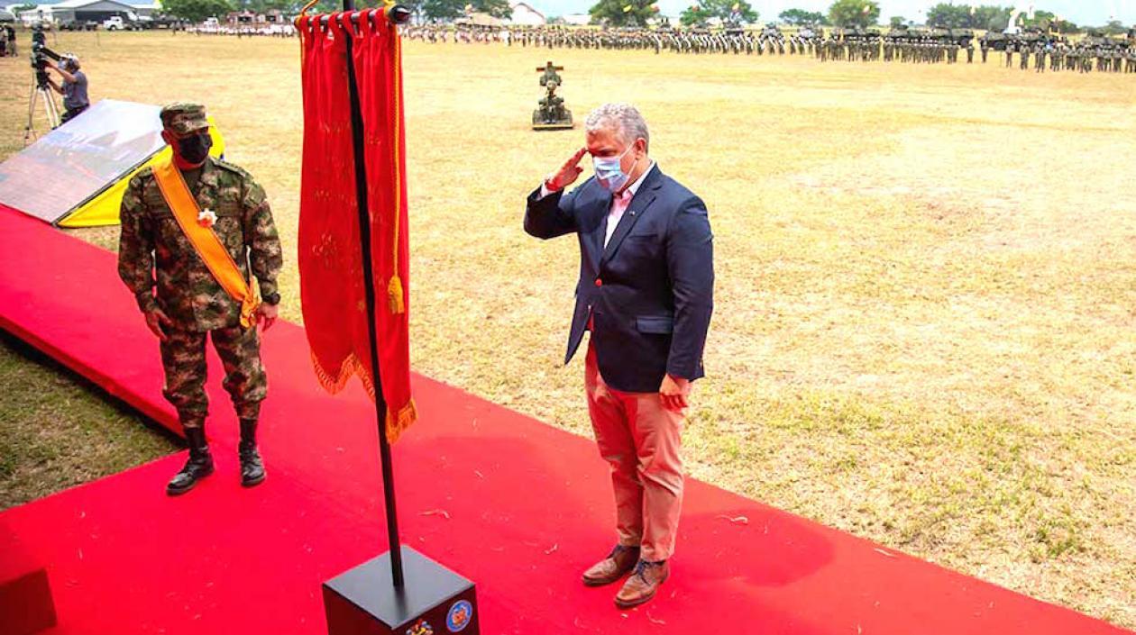 El Presidente Iván Duque, durante los actos de hoy.