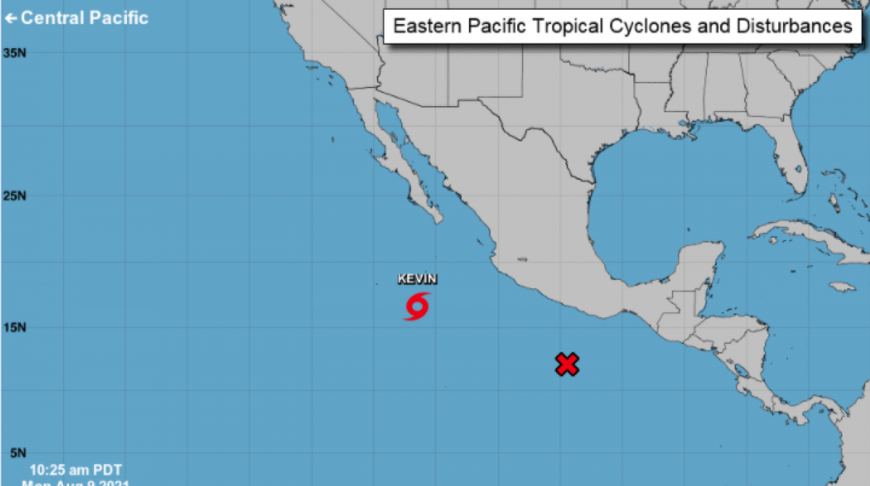 Así avanza por el Pacífico la tormenta Kevin.