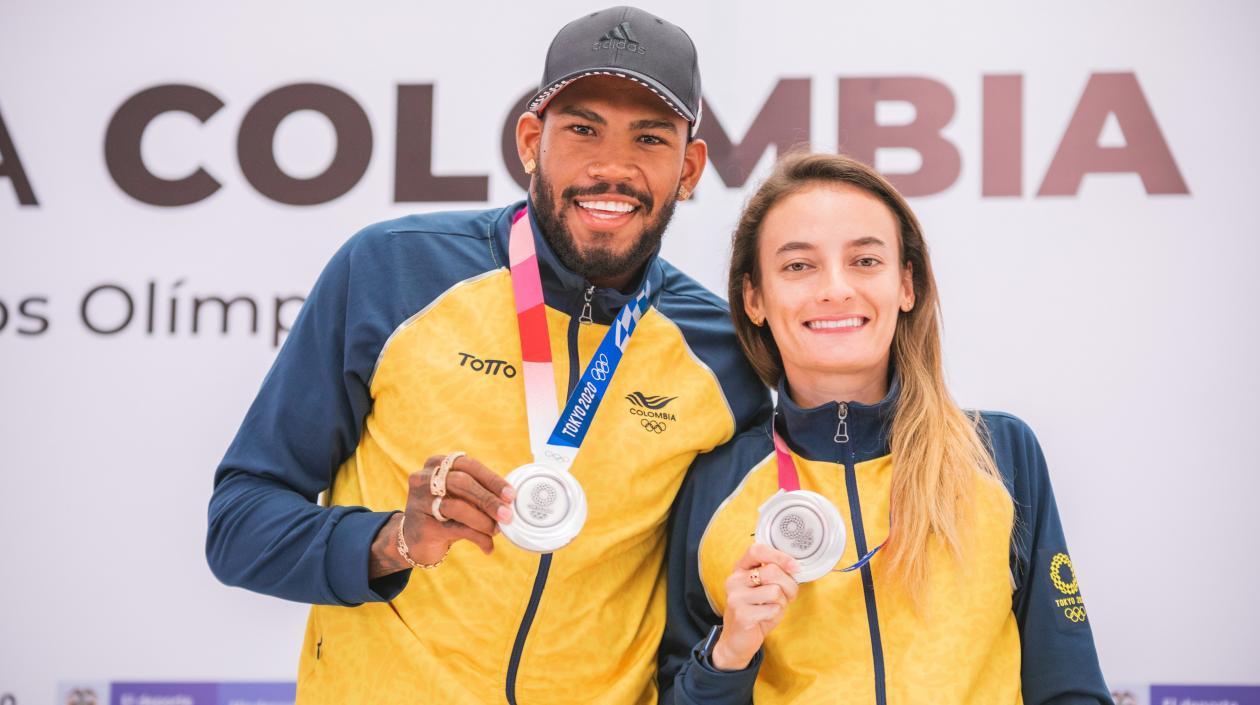 Anthony Zambrano y Sandra Lorena Arenas, medallistas olímpicos en Tokio 2021.