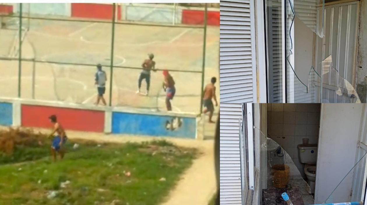 Los enfrentamientos dejaron ventanales destruidos. 