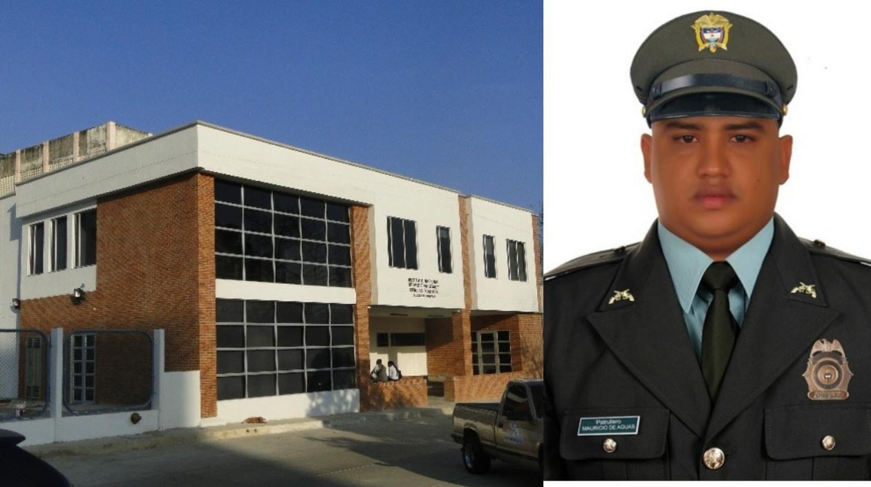 El cuerpo del patrullero Mauricio Andrés de Aguas Méndez fue llevado a Medicina Legal, en Cartagena. 