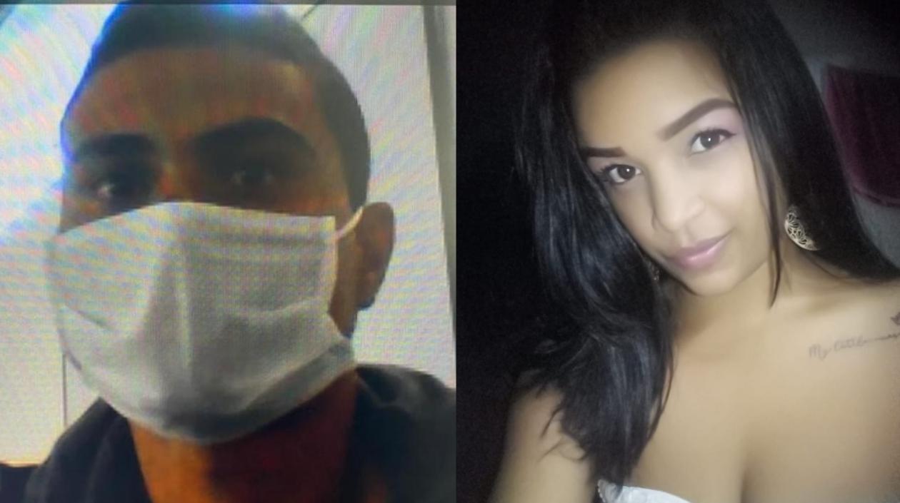 Deimer Díaz en audiencia virtual; y Daniela Espitia, la joven asesinada. 