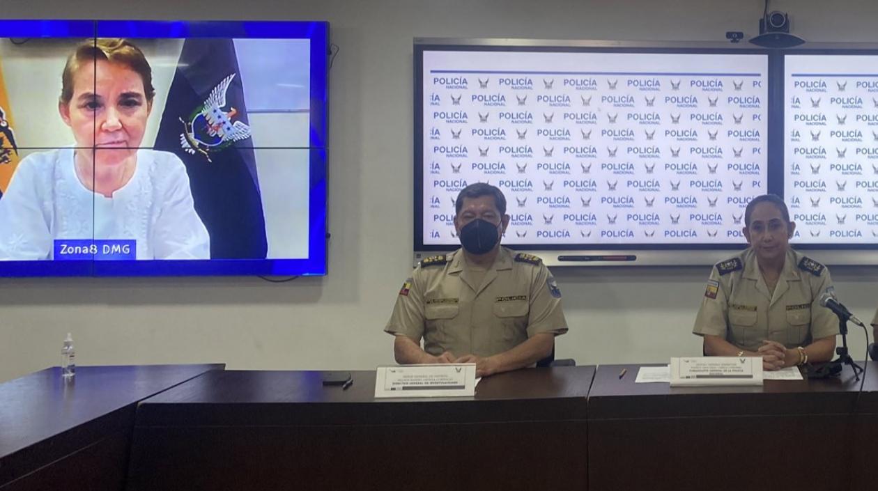 Rueda de prensa de autoridades sobre la liberación de un ciudadano secuestrado en el sector Chical, Tulcán.