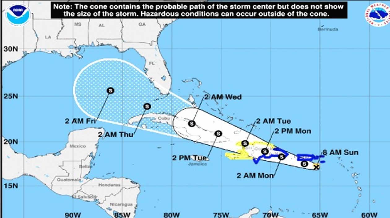 Trayectoria de la tormenta 'Grace'.