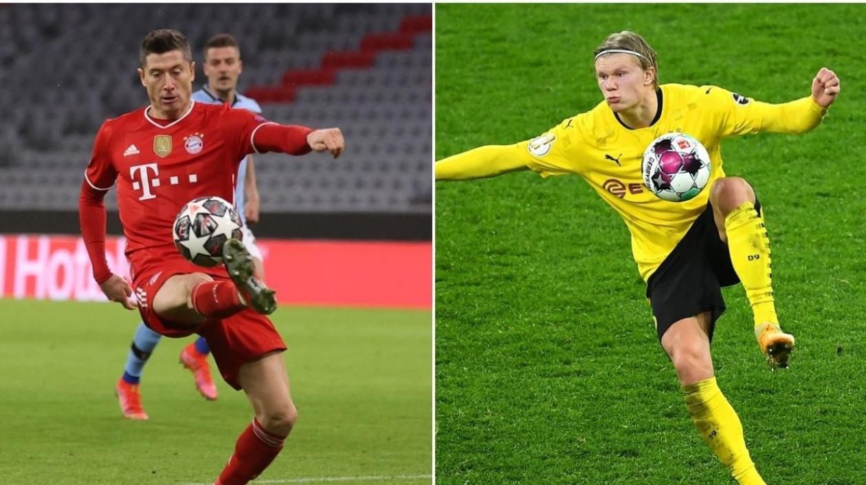 El polaco Robert Lewandowski y el noruego Erling Haaland.