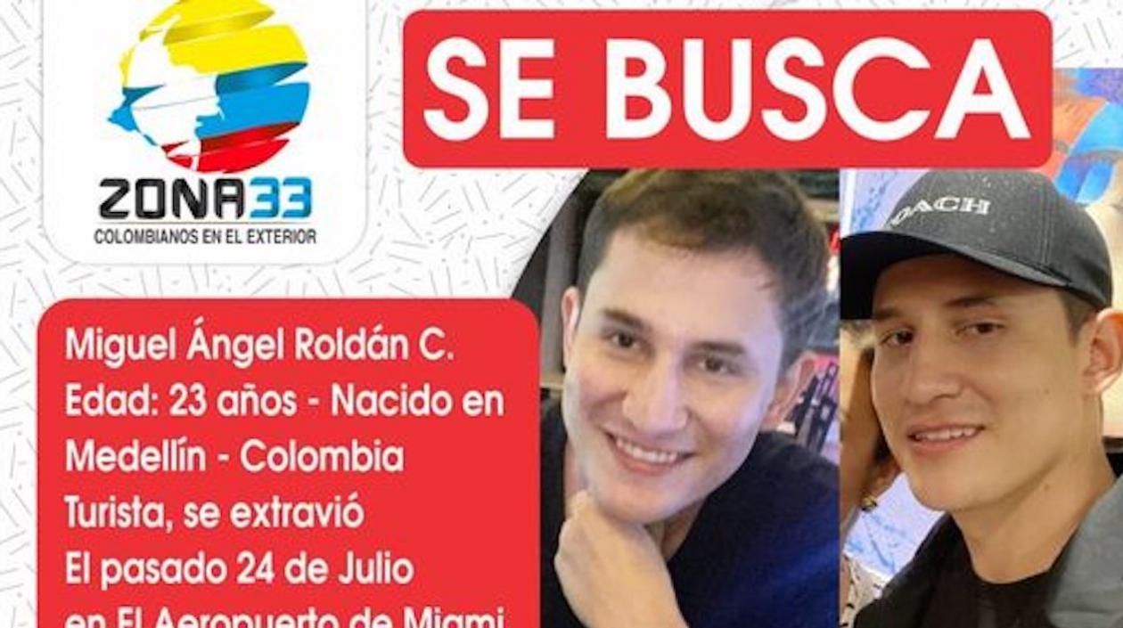 Miguel Ángel Roldán, colombiano desaparecido.