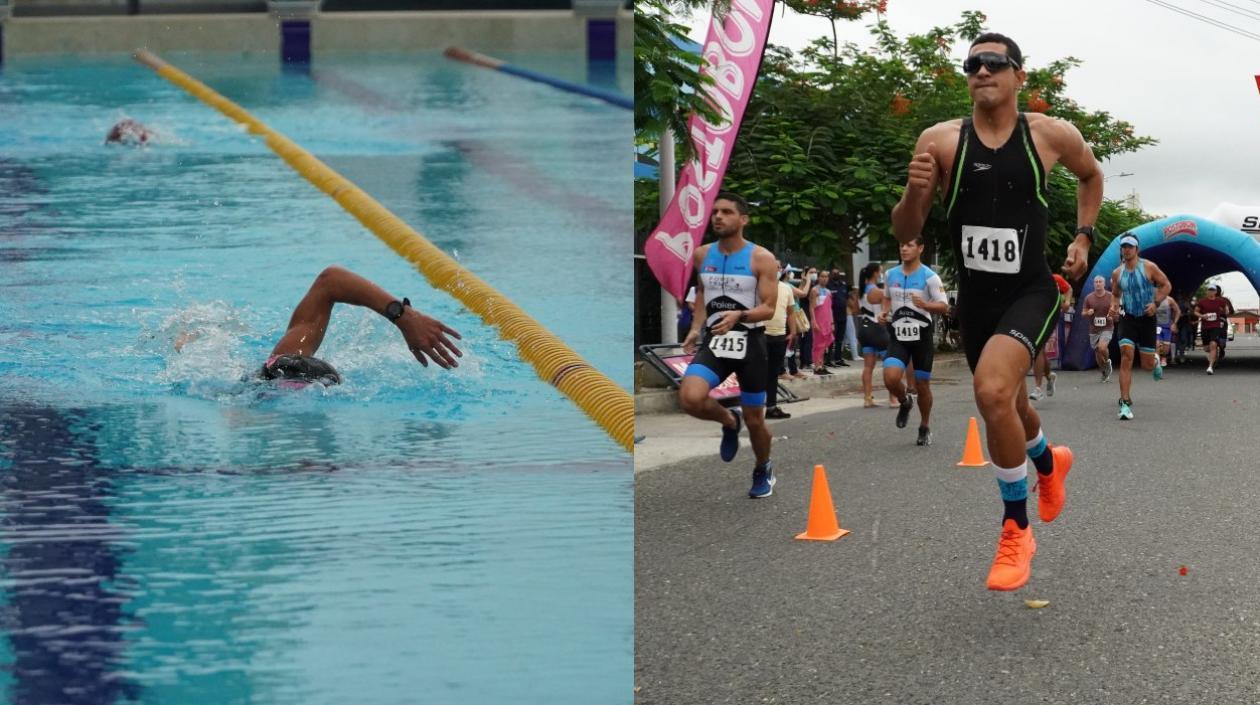 Piscina y atletismo hicieron parte del Acuatlón. 
