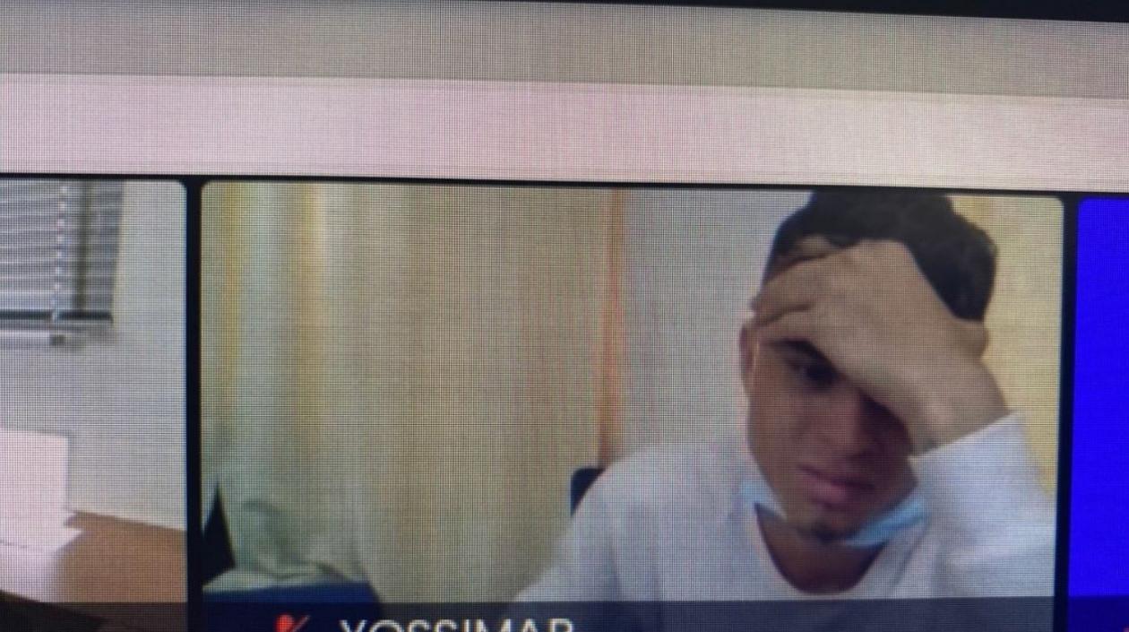 Mario Andrés Martínez Núñez cuando lloraba durante la audiencia virtual de este martes. 