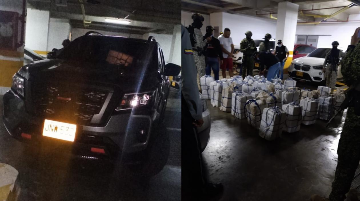 La droga encontrada en un vehículo del parqueadero del edificio. 