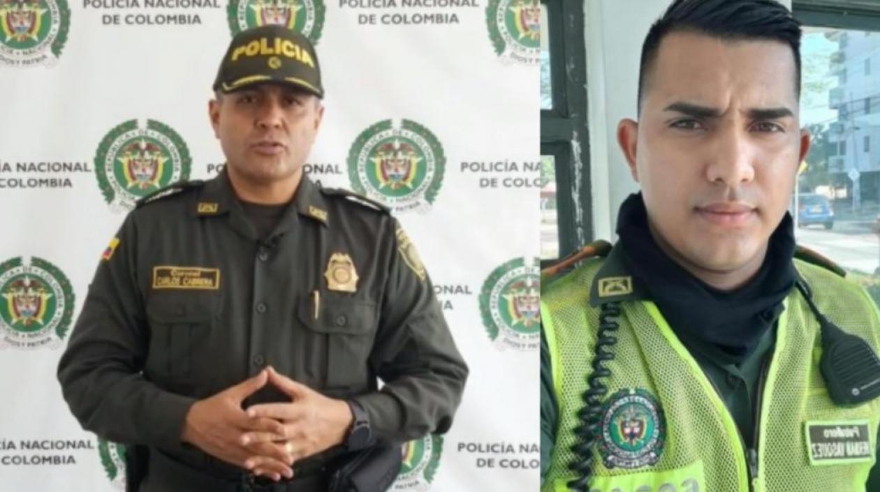 El patrullero Hernán David Vásquez Escorcia (derecha).